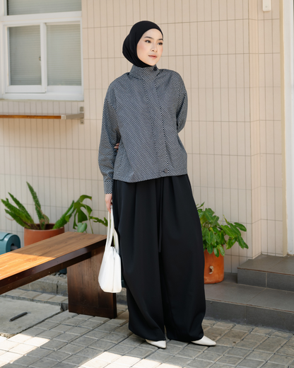 Berenice Dot Denim High Neck Shirt