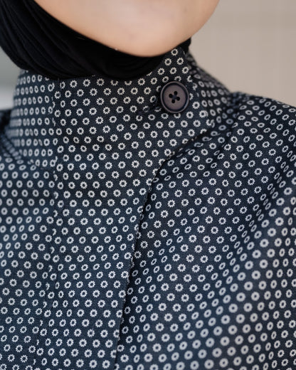Berenice Dot Denim High Neck Shirt