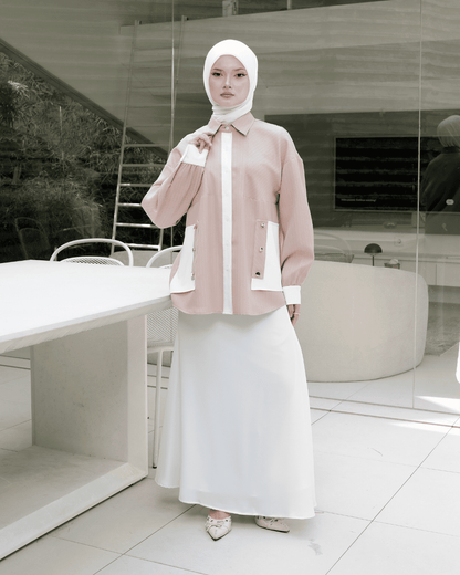 OMARA Ardini Contrast Stripe Shirt | Kemeja Blouse Wanita - Mosaic