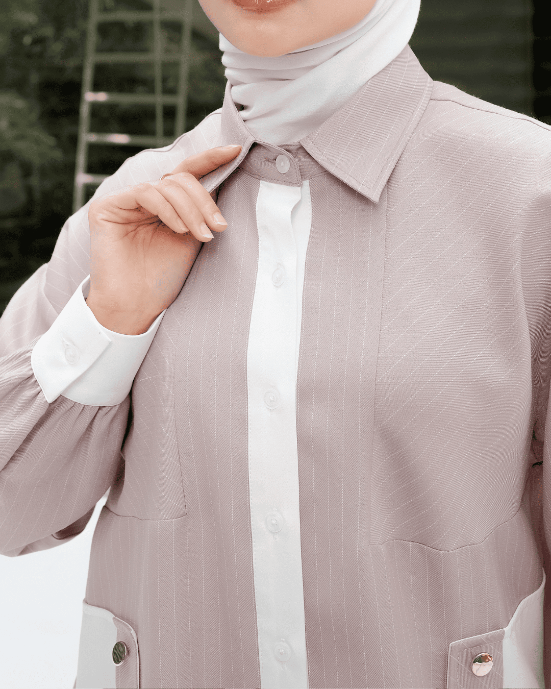 OMARA Ardini Contrast Stripe Shirt | Kemeja Blouse Wanita - Mosaic