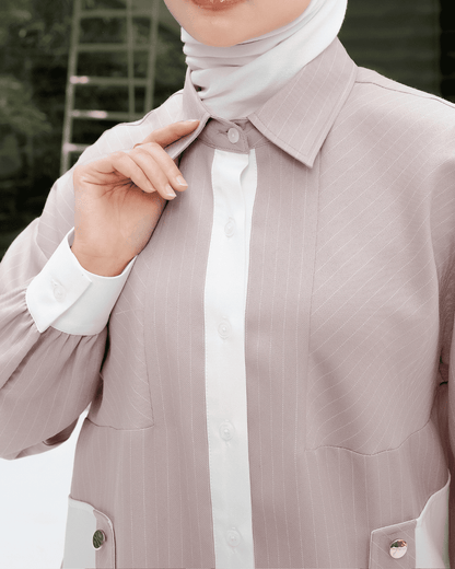 OMARA Ardini Contrast Stripe Shirt | Kemeja Blouse Wanita - Mosaic