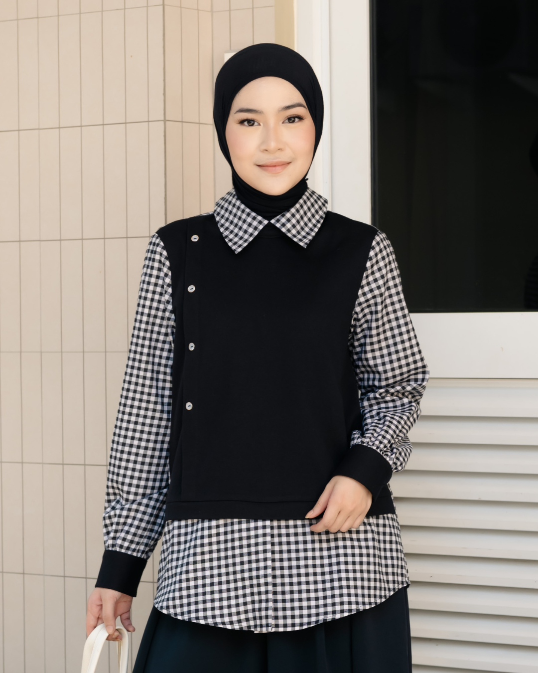 Benita Gingham-Layered Blouse