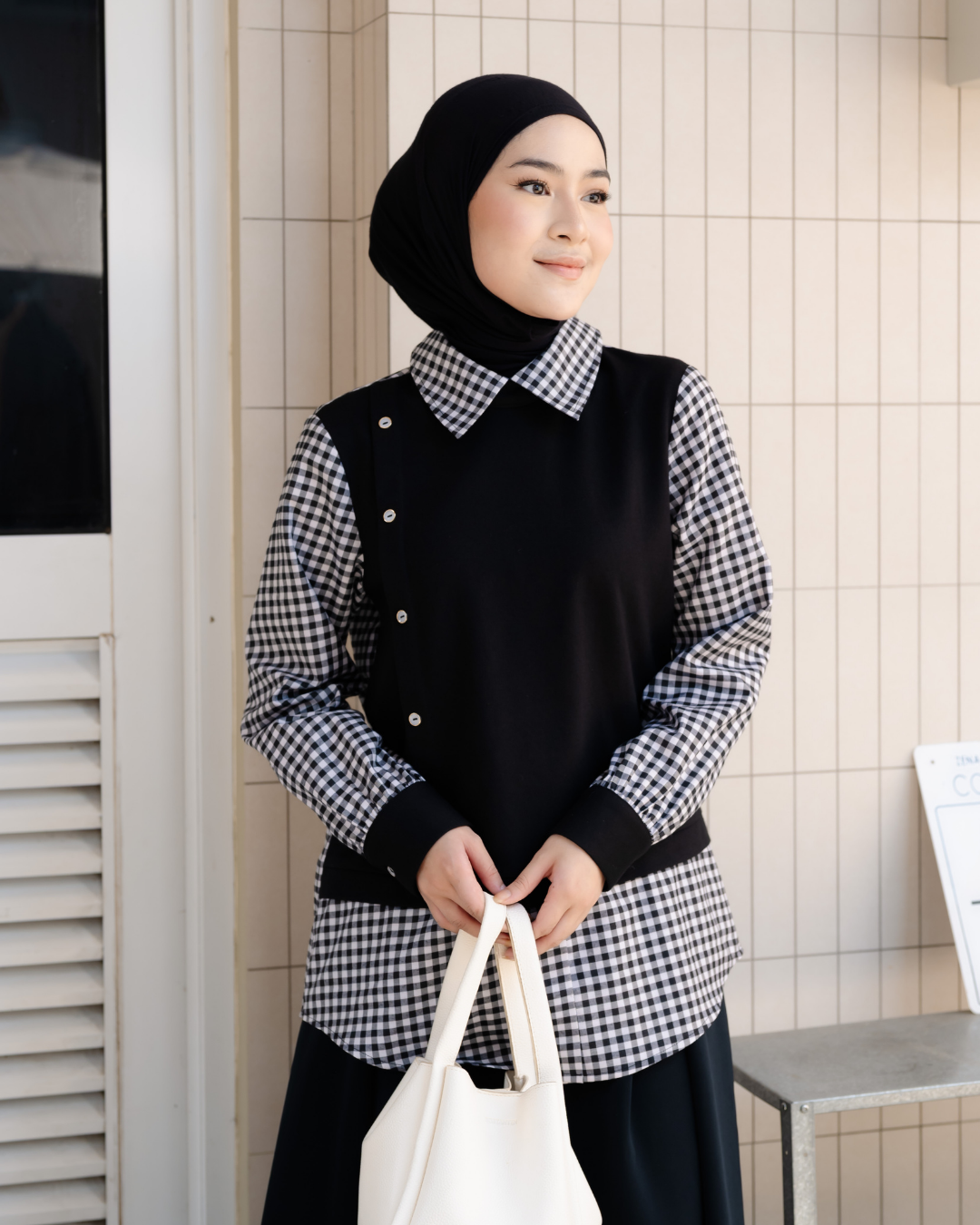 Benita Gingham-Layered Blouse