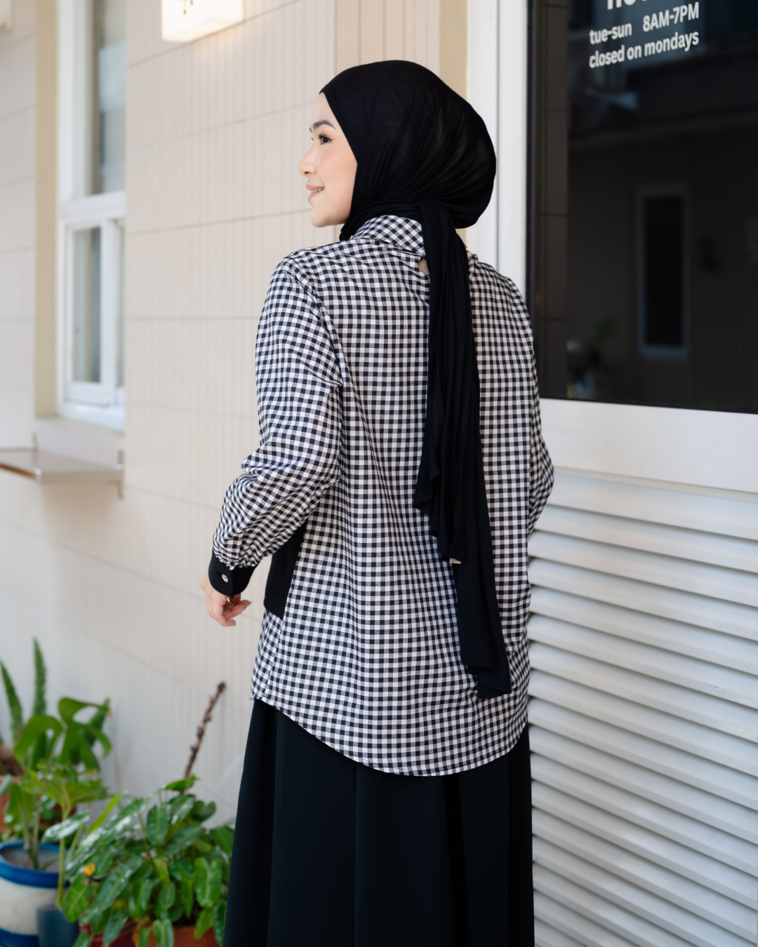 Benita Gingham-Layered Blouse