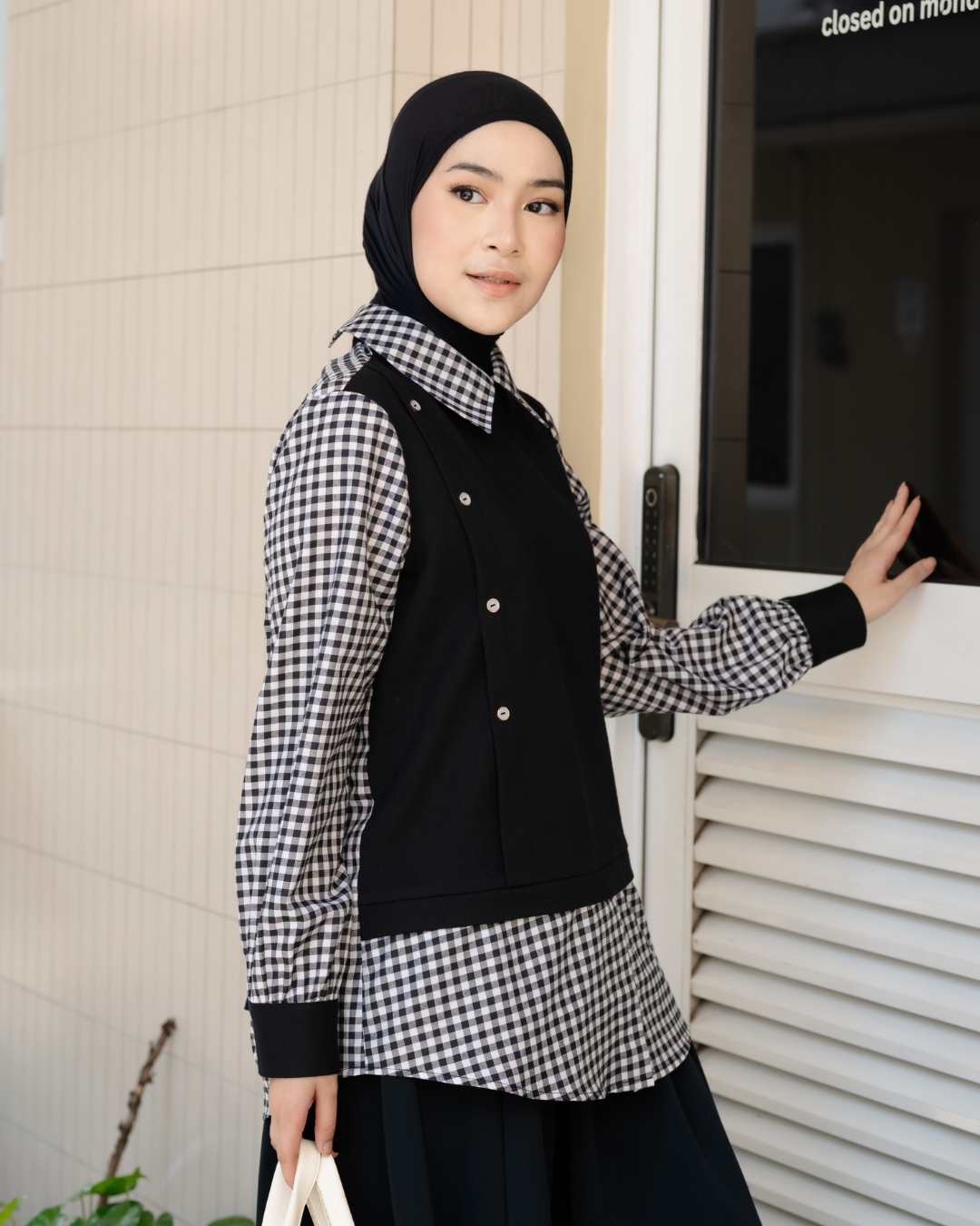 Benita Gingham-Layered Blouse