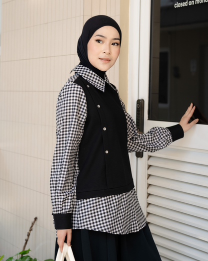 Benita Gingham-Layered Blouse