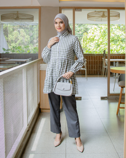 Elisha Plaid-Ruffles Tunic  - The Brunch Time