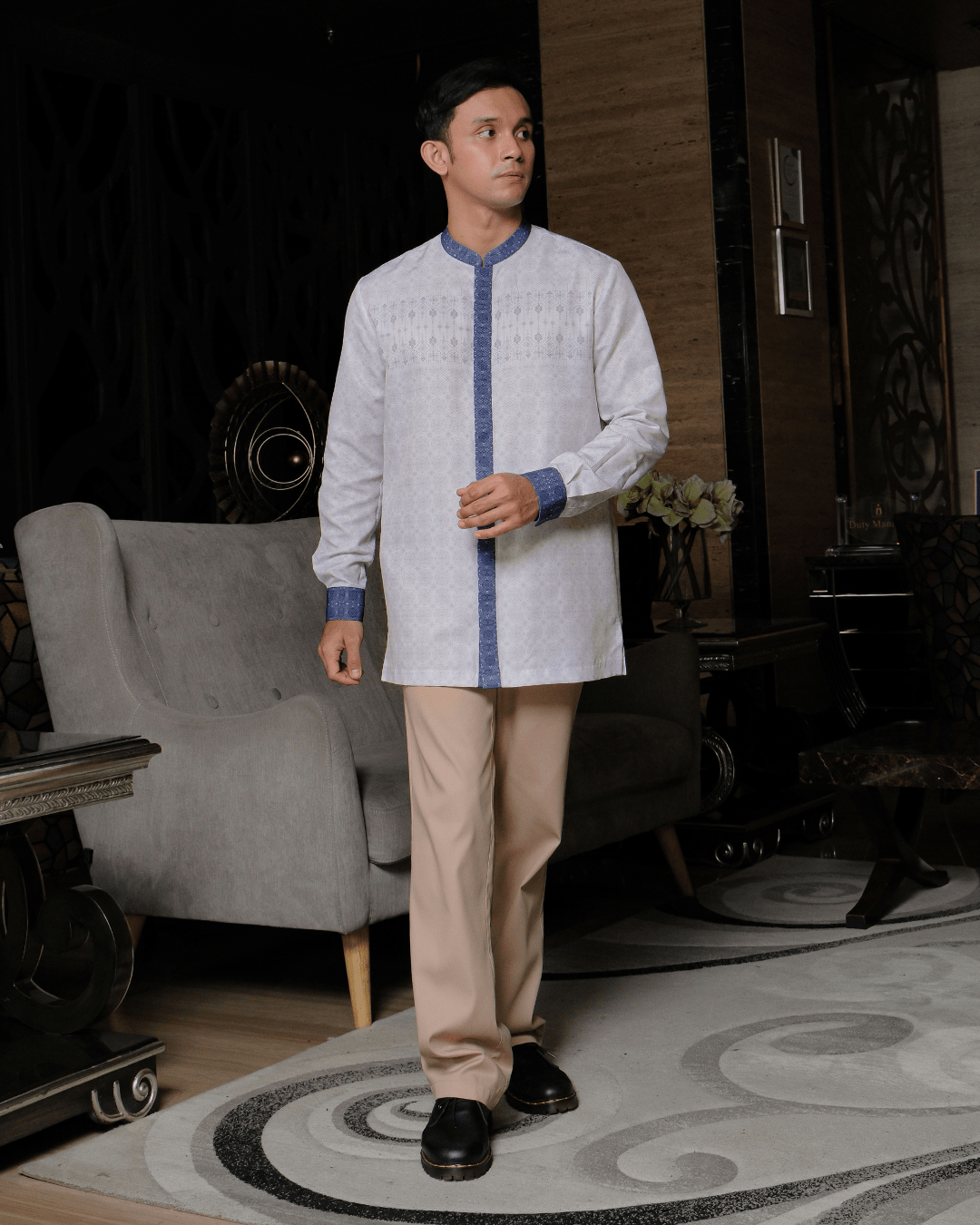 OMARA Tavian Textured Koko Shirt | Kemeja Koko Pria - Rona Sarimbit Series