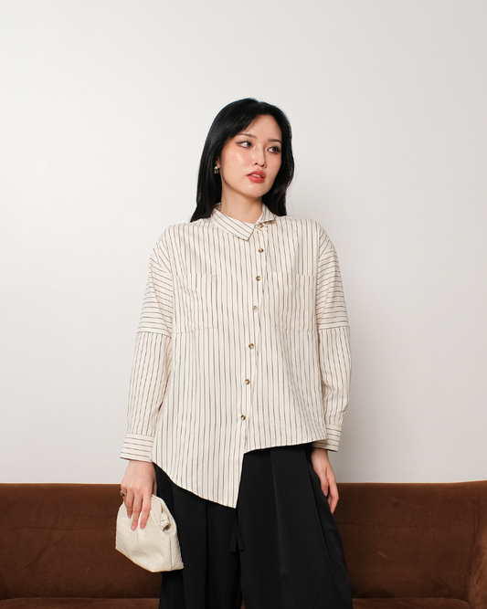 OMARA Zayla Asymmetric Shirt | Kemeja Blouse Wanita - Easeé