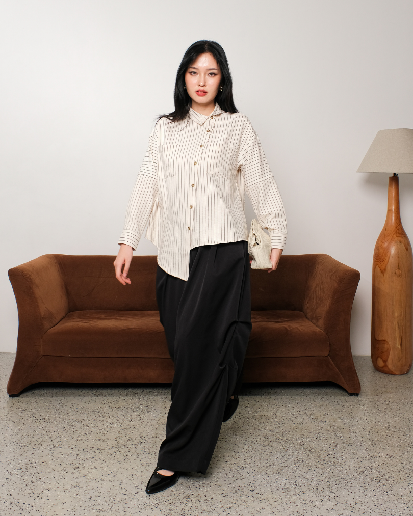 OMARA Zayla Asymmetric Shirt | Kemeja Blouse Wanita - Easeé