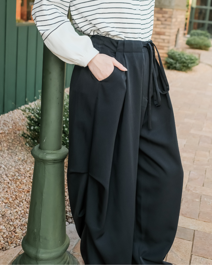 OMARA Wisteria Drawstring Baggy Pants | Celana Wanita - Olive Grove