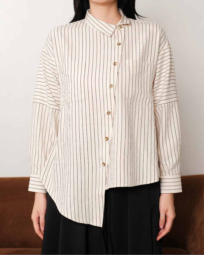 OMARA Zayla Asymmetric Shirt | Kemeja Blouse Wanita - Easeé