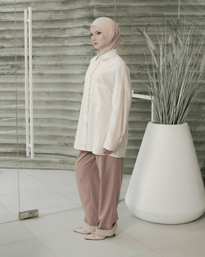 OMARA Araceli Oversize Cream Shirt | Kemeja Blouse Wanita - Mosaic