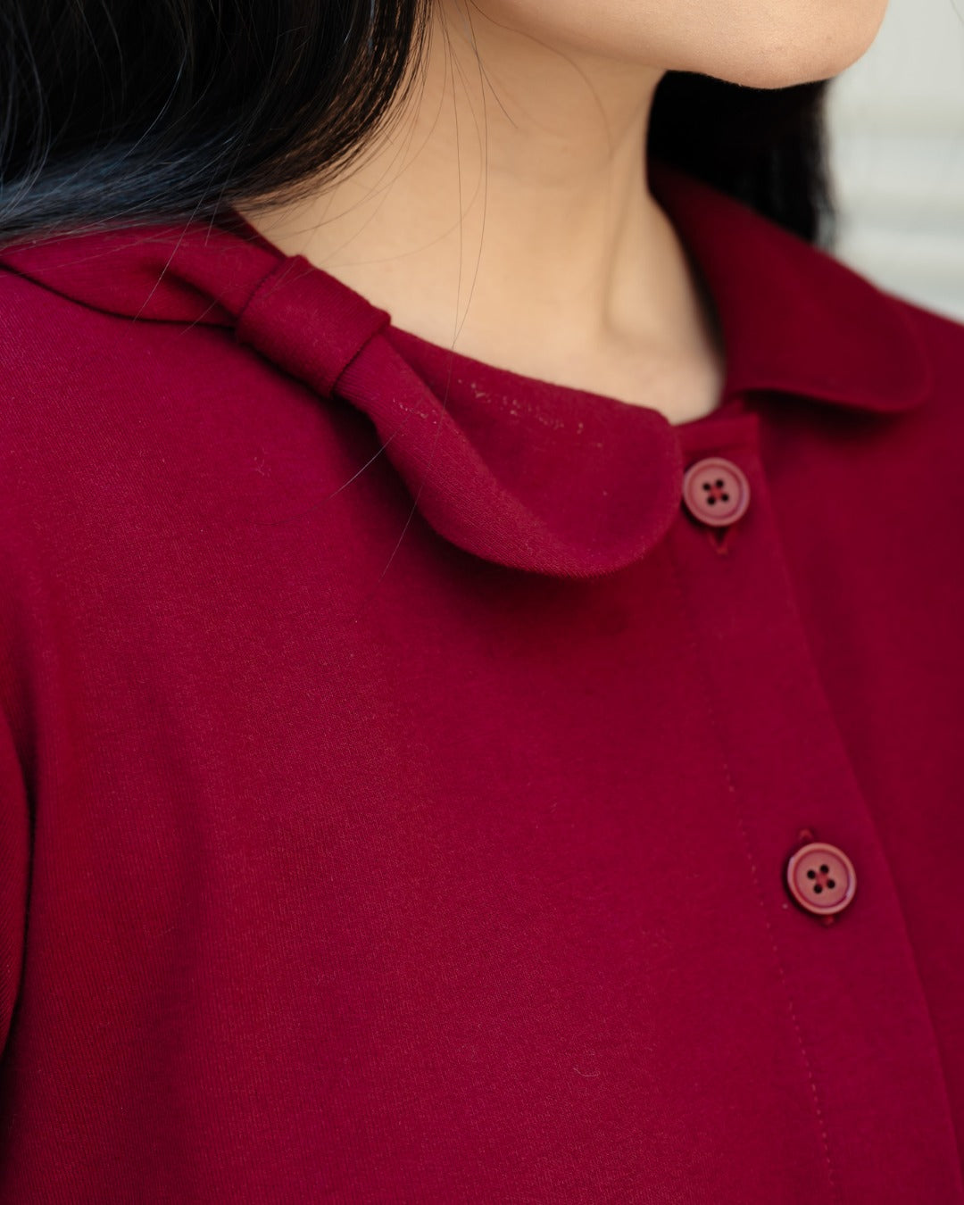 Bariela Ribbon-Collar Ribbed Cardigan