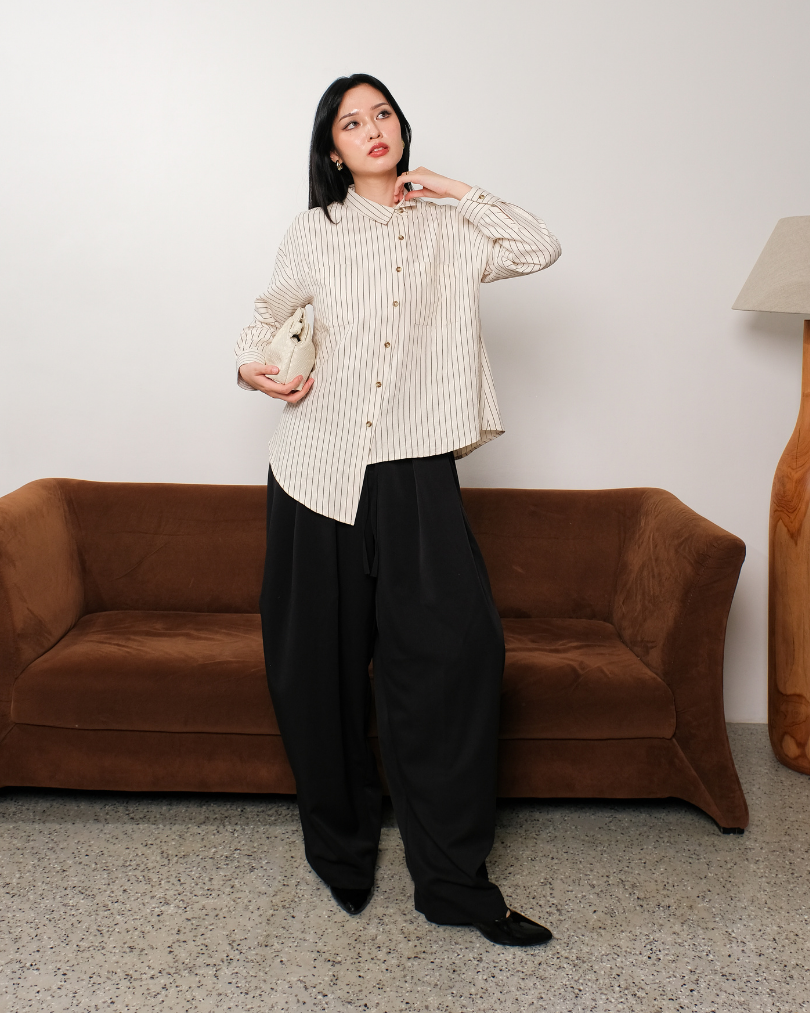 OMARA Zayla Asymmetric Shirt | Kemeja Blouse Wanita - Easeé