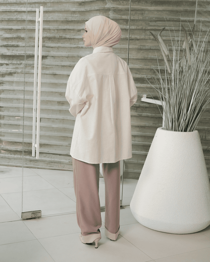 OMARA Araceli Oversize Cream Shirt | Kemeja Blouse Wanita - Mosaic