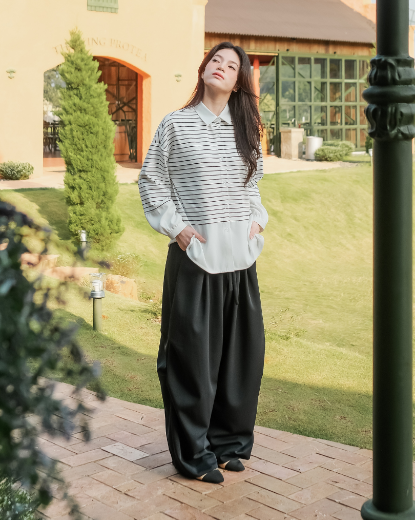 OMARA Wisteria Drawstring Baggy Pants | Celana Wanita - Olive Grove