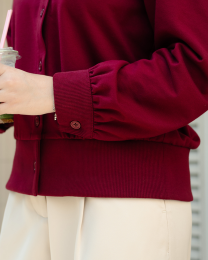 Bariela Ribbon-Collar Ribbed Cardigan