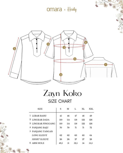 OMARA x Heidy Zayn Half-Button Koko Shirt | Kemeja Koko Pria - Quiet Ornament Sarimbit Series