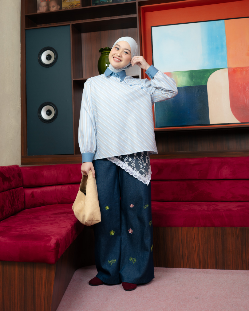 Omara x Firyal Aisyah — Margie Embroidery Denim Cullote Pants | Celana Wanita