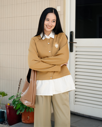 Bena Knit-Layered Flower Embroidery Blouse