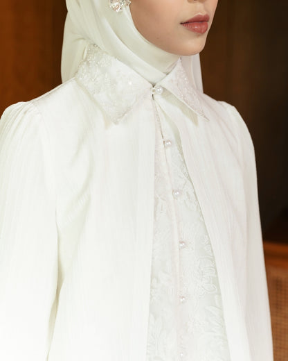 OMARA x Heidy Zareen Mix Textured-Beads Shirt | Kemeja Blouse Wanita - Quiet Ornament Sarimbit Series