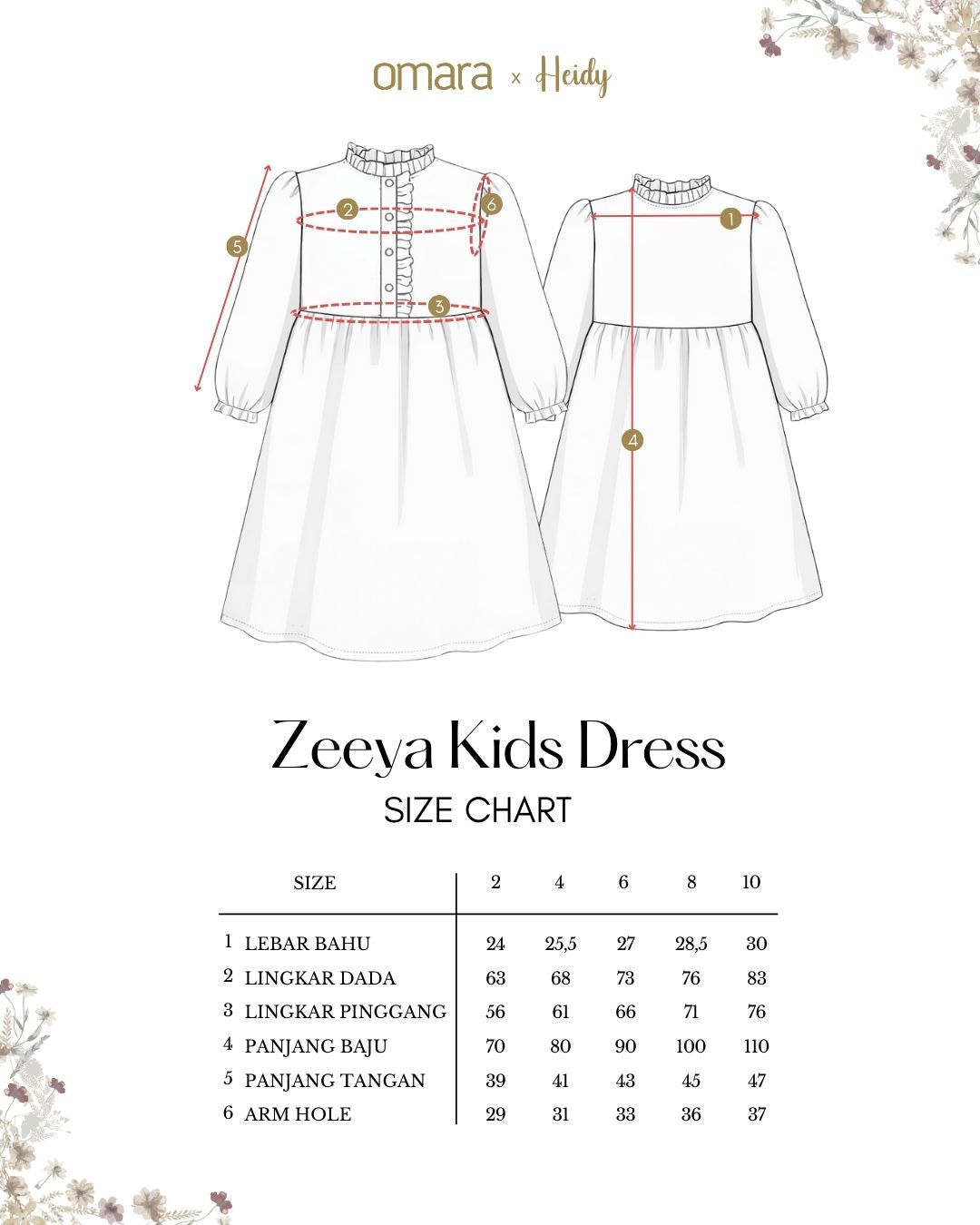 OMARA x Heidy Zeeya Ruffles-Lace Kids Dress | Dress Anak - Quiet Ornament Sarimbit Series