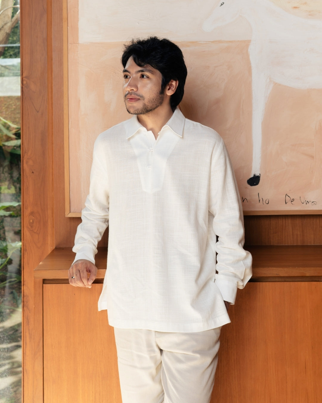 OMARA x Heidy Zayn Half-Button Koko Shirt | Kemeja Koko Pria - Quiet Ornament Sarimbit Series