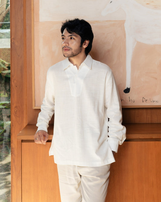 OMARA x Heidy Zayn Half-Button Koko Shirt | Kemeja Koko Pria - Quiet Ornament Sarimbit Series