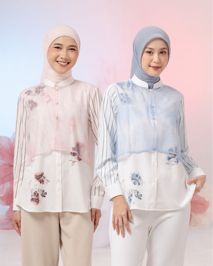 OMARA Charita Blossom Sheer Blouse | Kemeja Blouse Wanita - Gardenia