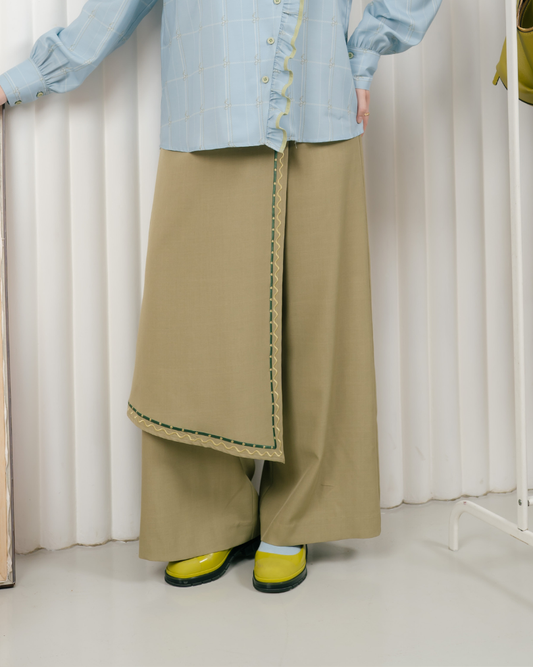 Omara x Firyal Aisyah — Pearlia Embroidery List Layered Pants | Celana Wanita