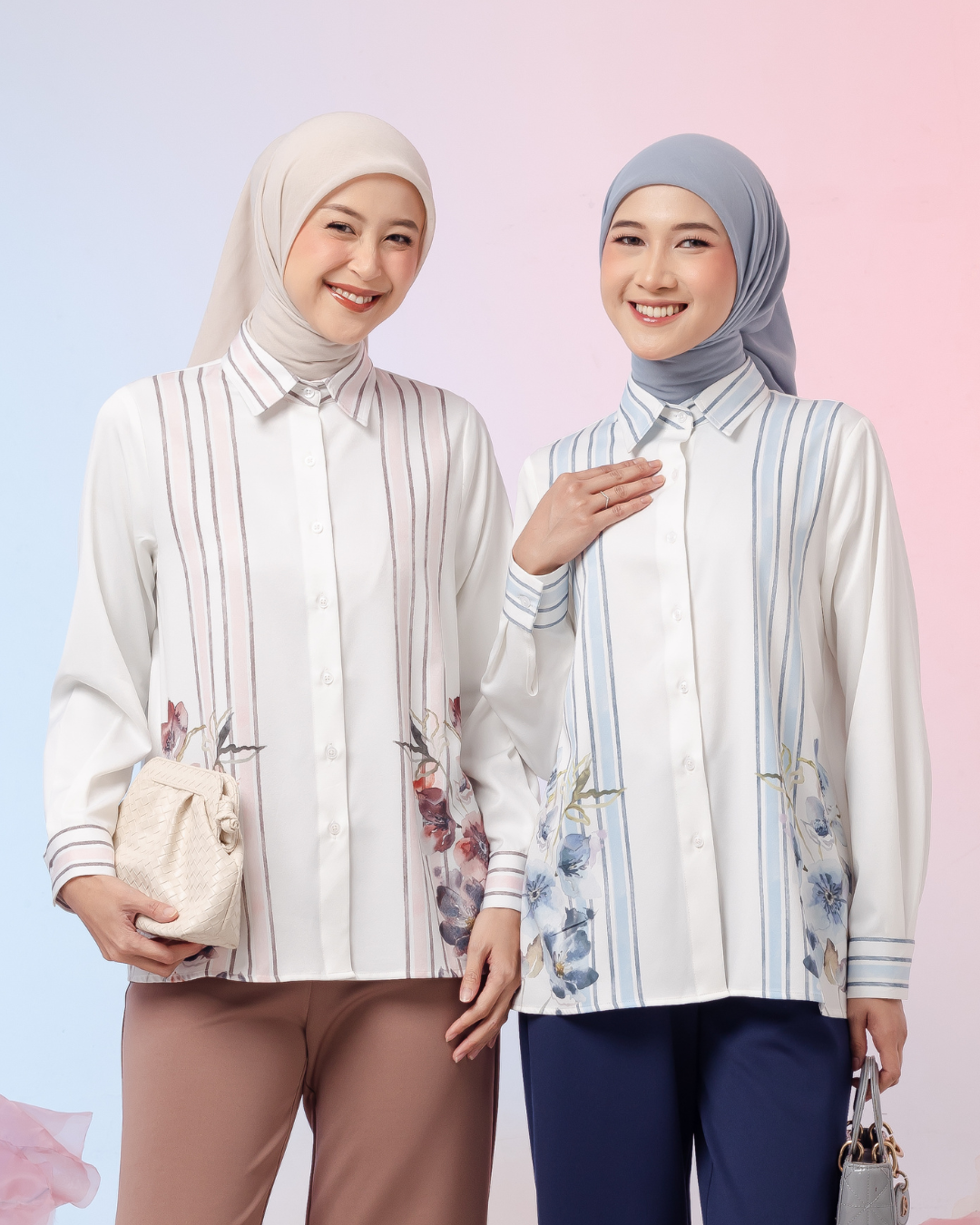 OMARA Charice Floral Stripe Shirt | Kemeja Blouse Wanita - Gardenia