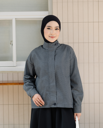 Berenice Dot Denim High Neck Shirt