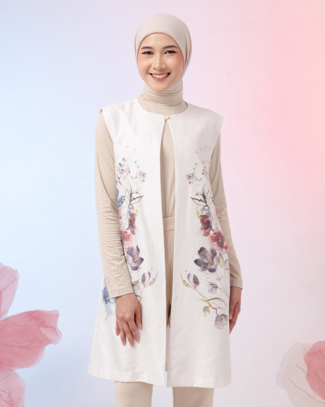 OMARA Chayla Garden Brush Vest | Rompi Wanita - Gardenia