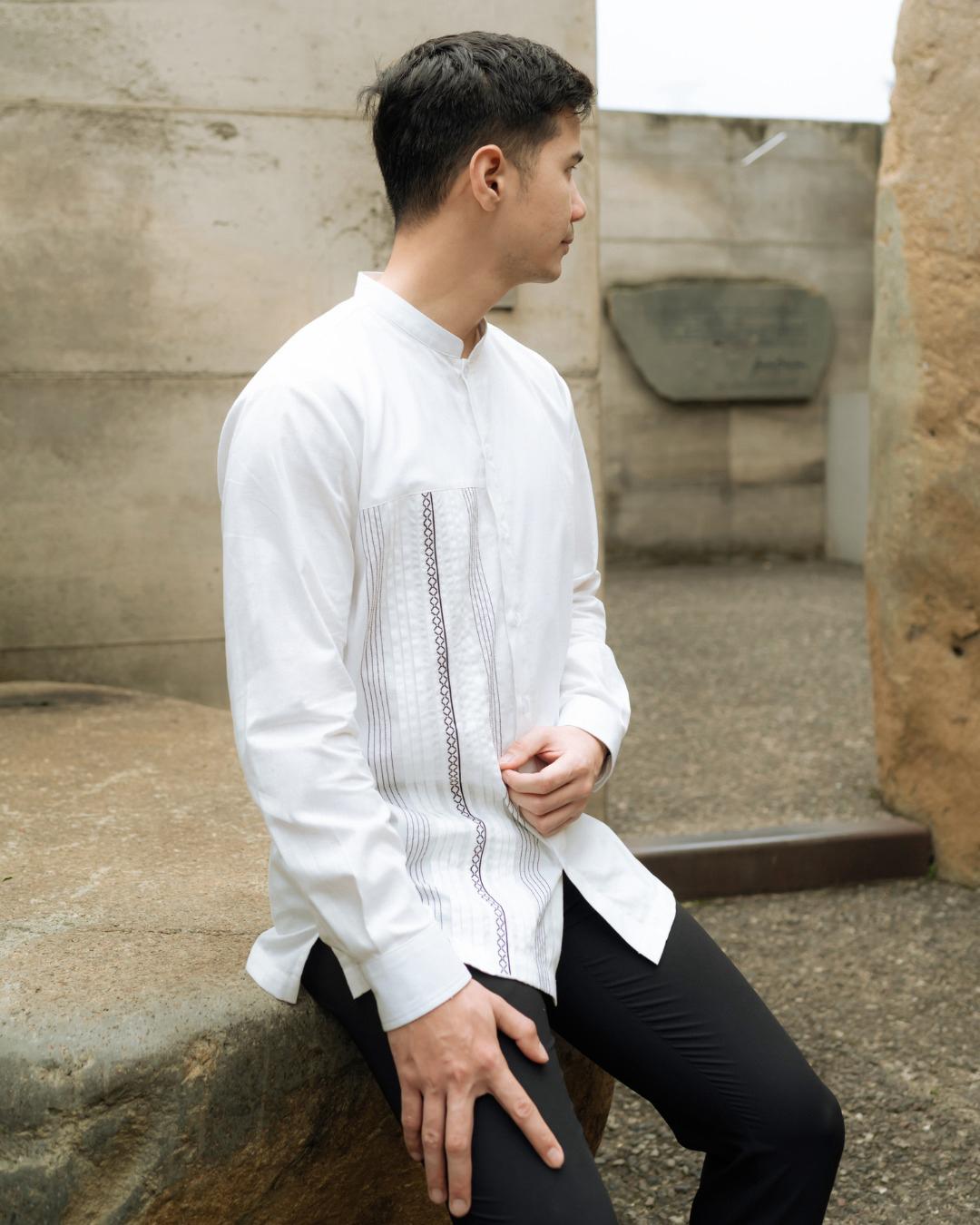 OMARA Labib Mixed Embellishment Shirt | Kemeja Koko Pria - Pilgrimage Hajj Collection
