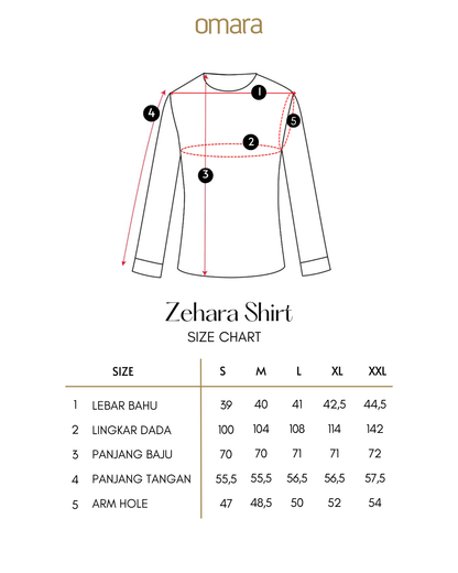 OMARA Zehara Drape Sleeve Shirt | Kemeja Blouse Wanita - Easeé