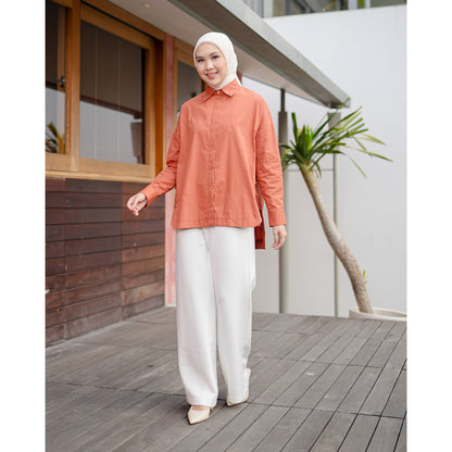 OMARA Fontana Oversized Gold Button Shirt | Kemeja Blouse Wanita