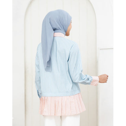 OMARA Winna Pleated Two-Tone Shirt | Kemeja Blouse Wanita - Olive Grove