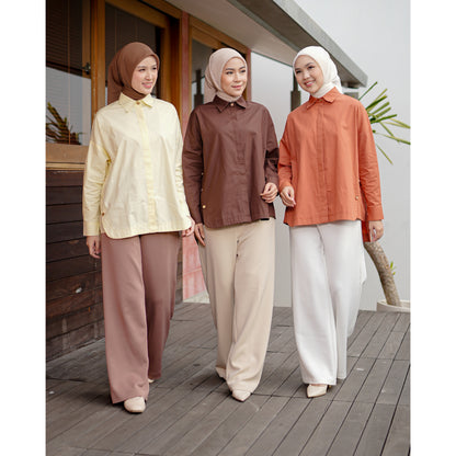 OMARA Fontana Oversized Gold Button Shirt | Kemeja Blouse Wanita