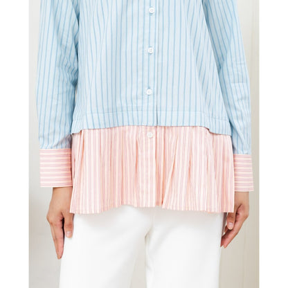 OMARA Winna Pleated Two-Tone Shirt | Kemeja Blouse Wanita - Olive Grove